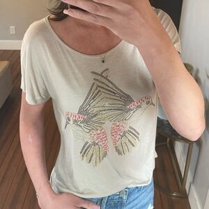 Women's beaded hummingbird tee size small